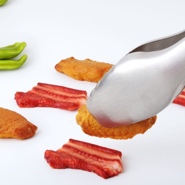 Household Stainless Steel Food Clip Kitchen Baking Barbecue Clamp, Model: Bamboo Handle by bashfashion