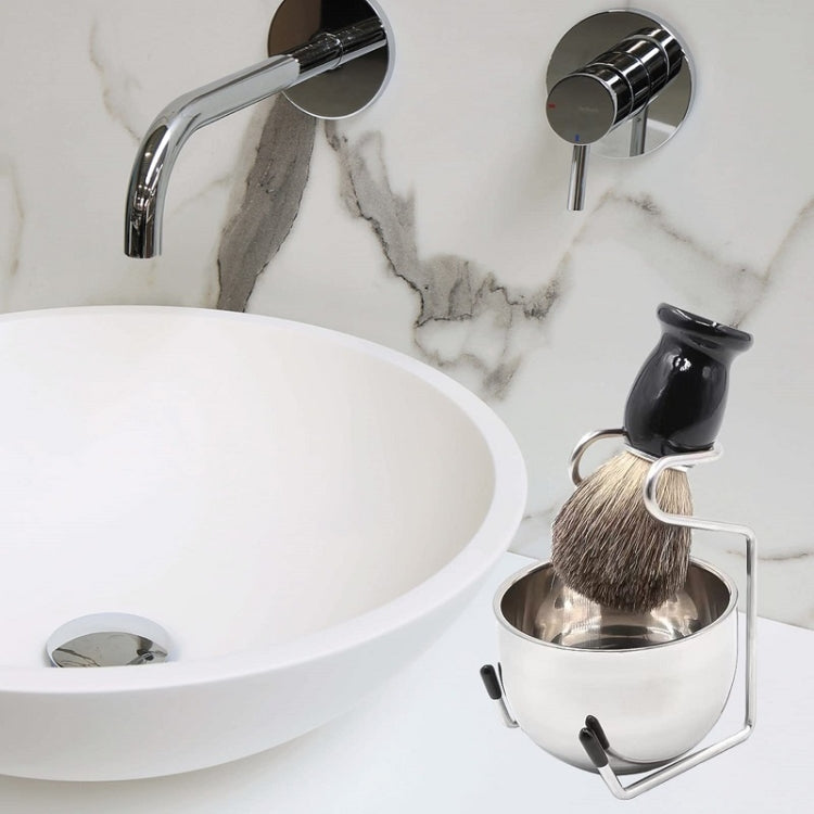 3pcs /Set Men Foam Manual Wooden Handle Beard Brush Set, Color: Badger Hair Black by bashfashion