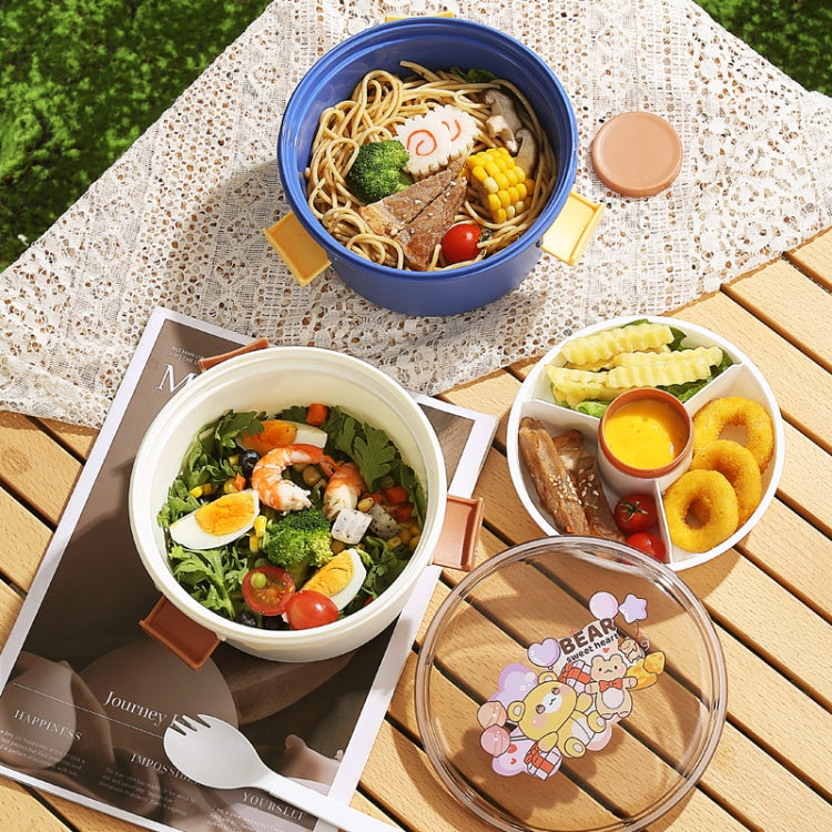 1100ml Cartoon Round Microwaveable Bento Box Outdoor Student Lunch Box(Beauty Pink) by bashfashion