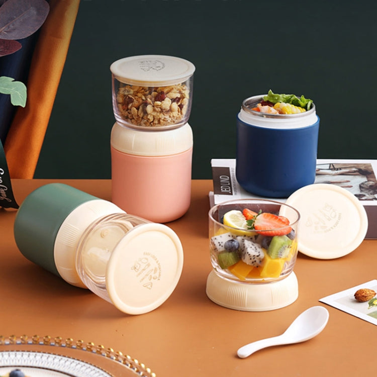 700ML 304 Stainless Steel Large-Capacity Double-Layer Soup Cup Student Yogurt Breakfast Cup(Blue) by bashfashion