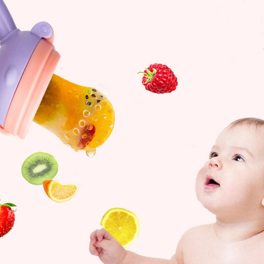 Baby Pacifier Fruit Vegetable Auxiliary Feeder Cute Deer Fruit Bite Pouch Teething Stick, Color: Blue by bashfashion