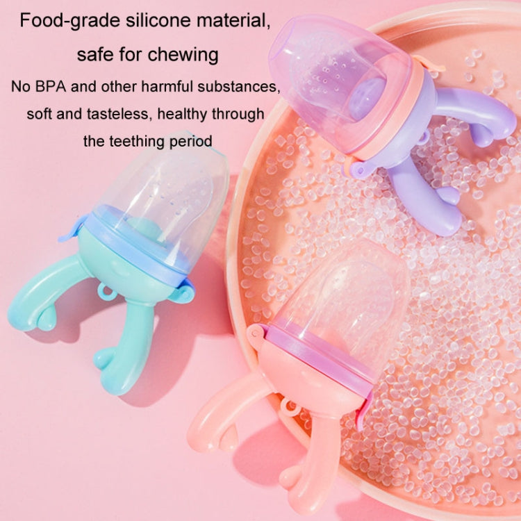 Baby Pacifier Fruit Vegetable Auxiliary Feeder Cute Deer Fruit Bite Pouch Teething Stick, Color: With Box Blue by bashfashion