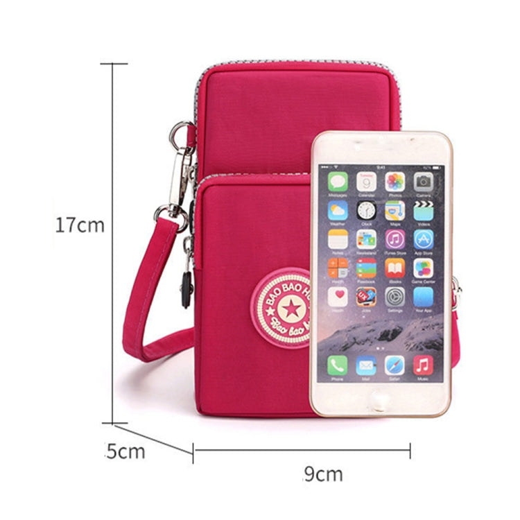 Crossbody Mobile Phone Bag Vertical Coin Purse with Armband for Women(Rose Red) by bashfashion