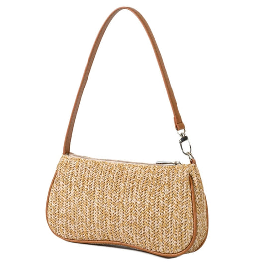 Women Woven Bag Single Shoulder Armpit Hundreds of Straw Bag(Khaki) by bashfashion
