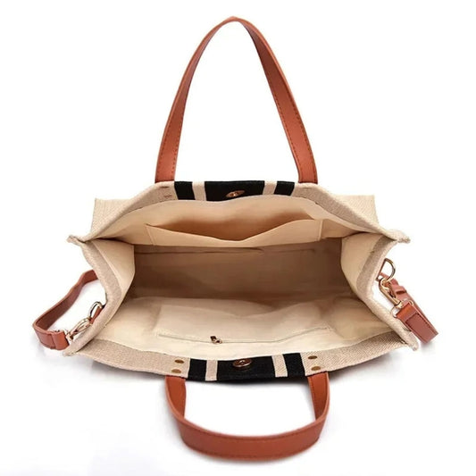 Women Handbag Briefcase Large Capacity Canvas Crossbody Bag, Color: Black by bashfashion