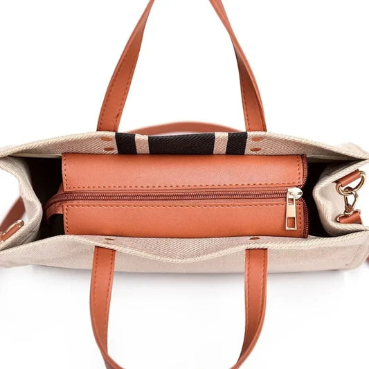 Women Handbag Briefcase Large Capacity Canvas Crossbody Bag, Color: Zipper Model Navy by bashfashion