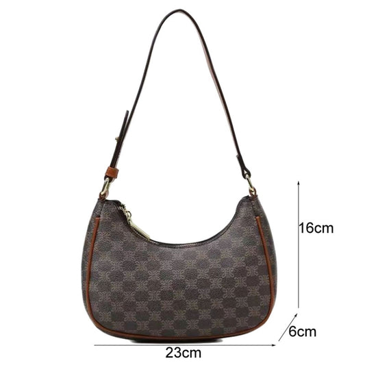 Women Summer Versatile PU Leather Tote Crescent Shoulder Bag Niche Design Underarm Bag(Coffee) by bashfashion