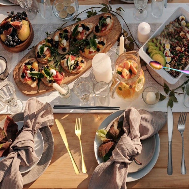 Portable Stainless Steel Cutlery Set Outdoor Picnic Knife And Fork Tool With Storage Bag, Style: B Model Black by bashfashion