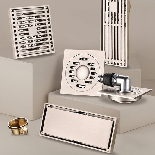 All Copper Brushed Anti-Odor Floor Drain Gravity Copper Core Bathroom Floor Drain, Specification: 8x20cm Long Invisible Medium Drain by bashfashion