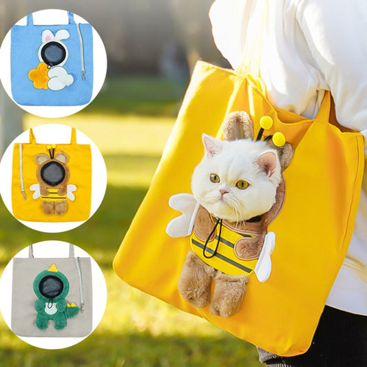 Pet Out Bag Crossbody Tote Cat Bag Small Dog Expandable Shoulder Bag, Size: M(Yellow Bee) by bashfashion