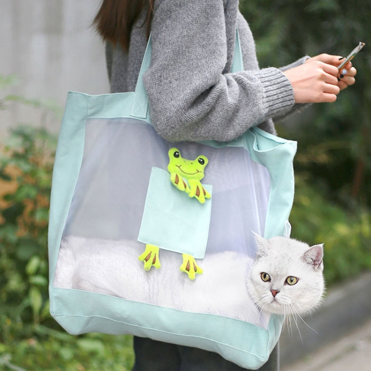 Handheld Large Capacity Breathable Exposed Canvas Cat Bag Outdoor Portable Pet Bag(Green) by bashfashion