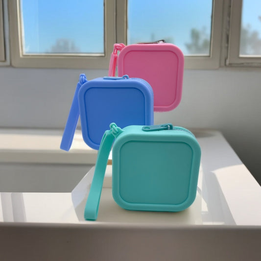 Silicone Change Storage Small Square Bag Lipstick Bank Card Earphone Zipper Storage Bag(Blue) by bashfashion