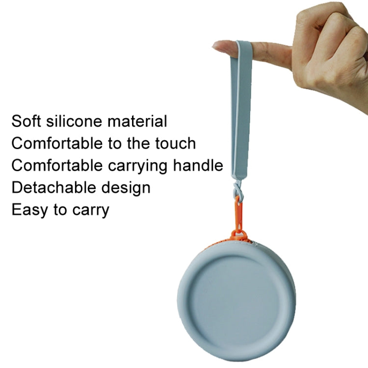 Circular Pet Snack Coin Purse Zipper Silicone Earphones Storage Bag(Dark Blue) by bashfashion