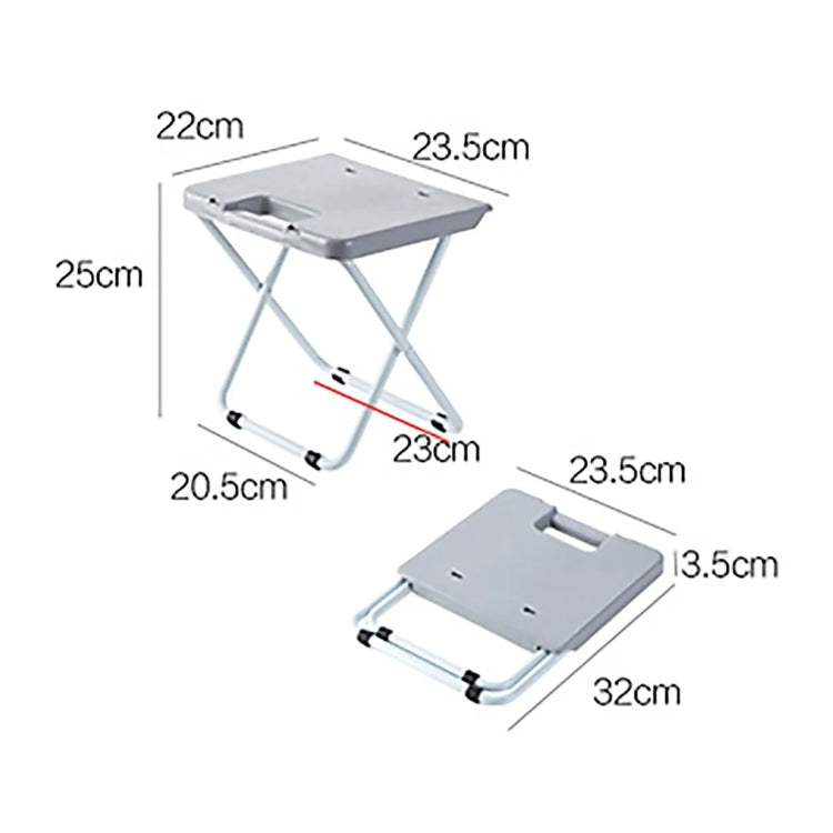Portable Folding Stool Iron Frame Legs Lightweight Collapsible Chair(Grey) by bashfashion