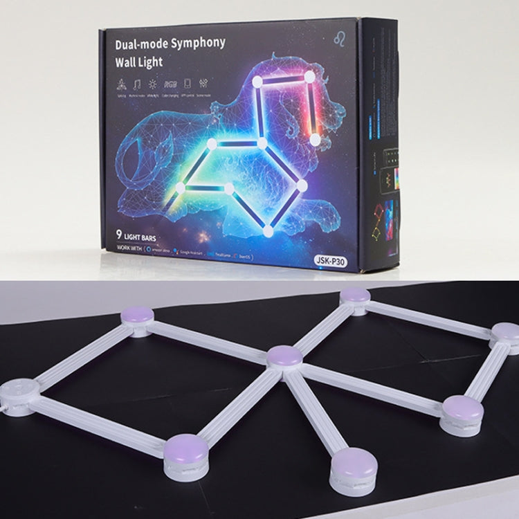 JSK-P30 9 Sections Smart WiFi Bluetooth Splicing Atmosphere Light Sound Control Constellation Light Support Amazon Alexa / Google Assistant / DuerOS US Plug(White) by bashfashion