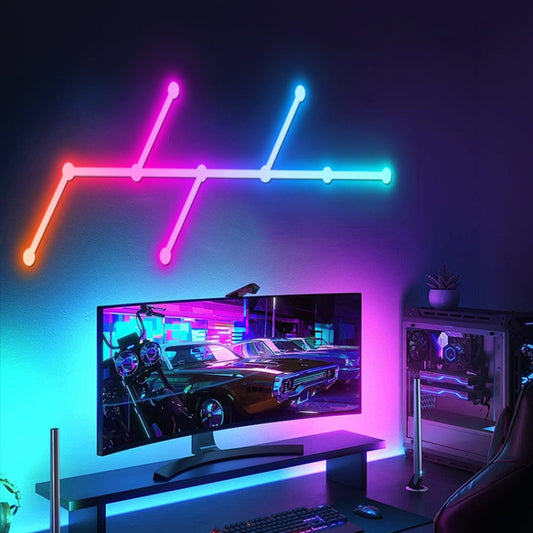 JSK-P22 5V Bluetooth RGB Stitching Light E-Sports Atmosphere Decorative Lamp, Style: 9 Sections+USB To DC Line+US Plug(Black) by bashfashion