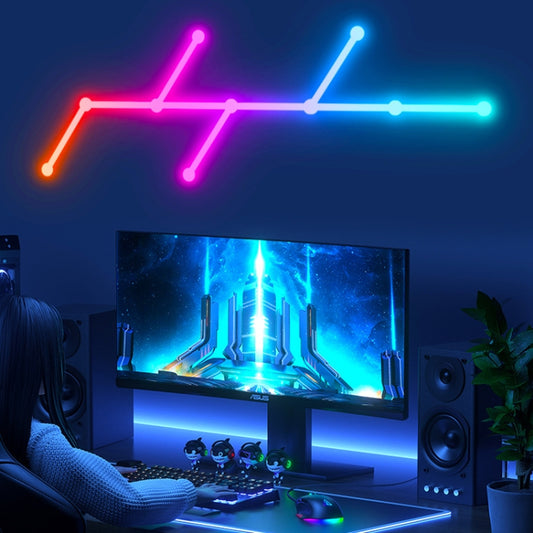 JSK-P26 Smart WiFi Bluetooth Version RGB Direct Illumination Phantom Splicing Light, Support Amazon Alexa / Google Assistant / DuerOS, Style: 9 Sections+UK Plug Adapter(White) by bashfashion