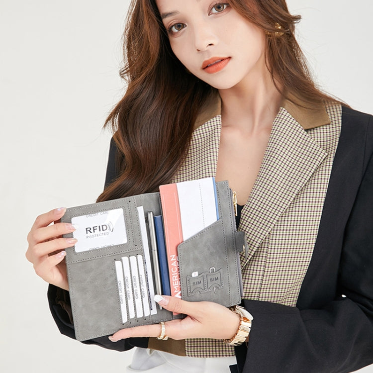 RFID Anti-theft Multi-card Slot Document Bag Multifunctional Zipper Travel Passport Bag(Pink) by bashfashion