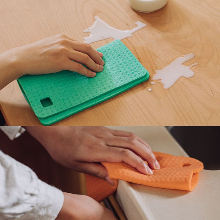 Wood Pulp Cotton Rag Kitchen Absorbent Traceless Cleaning Cloths Oil-free Sponge Wipes(Color Random) by bashfashion