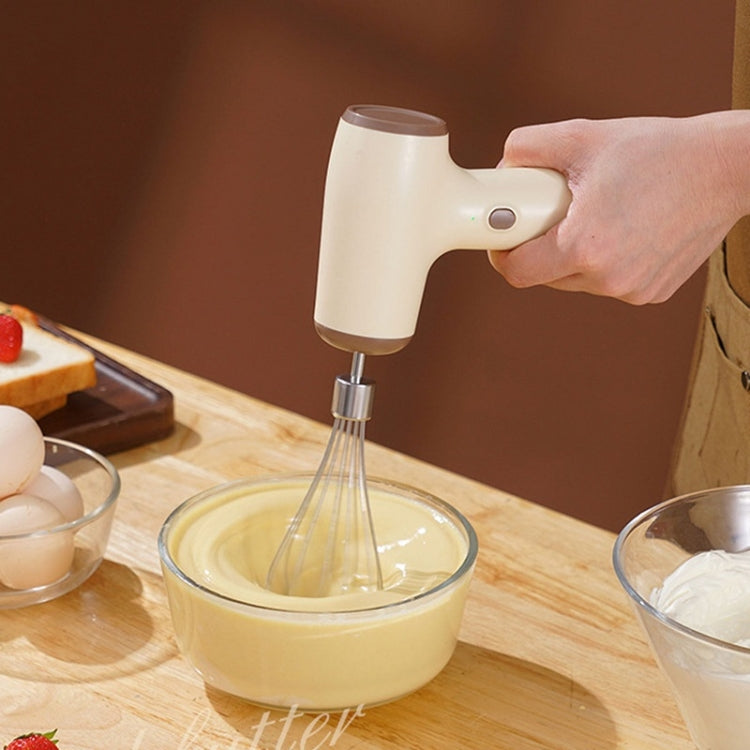 Wireless Mini Handheld Multi-Function Electric Stirring Mixer, Color: Single Stick Beige(5 Gear) by bashfashion