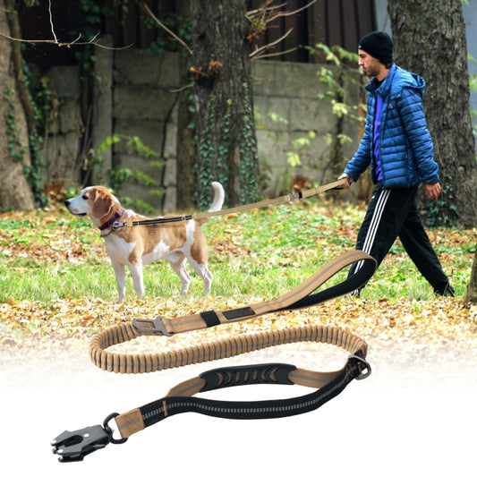 Heavy Duty Bungee Dog Leash Reflective Shock Absorbing Leashes for Medium Large Dogs(Khaki) by bashfashion
