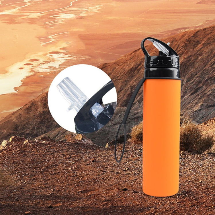 600ml Folding Silicone Riding Water Cup Portable Environmental Protection Shatterproof Silicone Water Bottle(Grey) by bashfashion