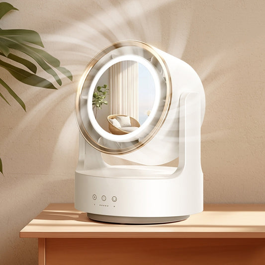 3 In 1 Multifunctional Desktop Fan with LED Light Cosmetic Mirror Rechargeable Oscillating by bashfashion