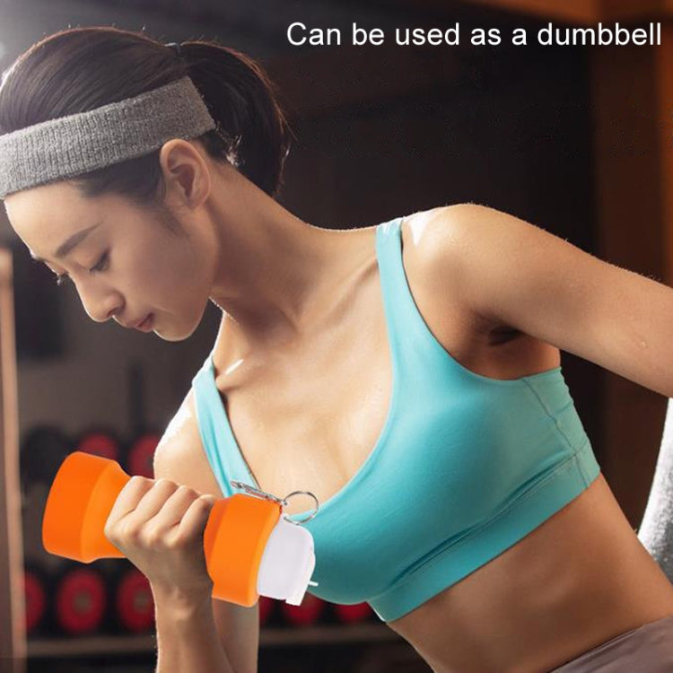 650ml Large Capacity Sports Silicone Water Bottle Foldable Fitness Dumbbell Water Mug(Orange) by bashfashion