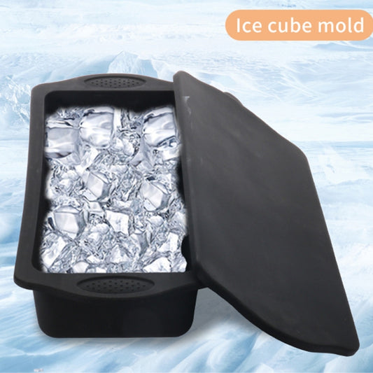Silicone Ice Lattice Molds Ice Storage Box With Lid, Specification: With Lid 1.5L (Black) by bashfashion