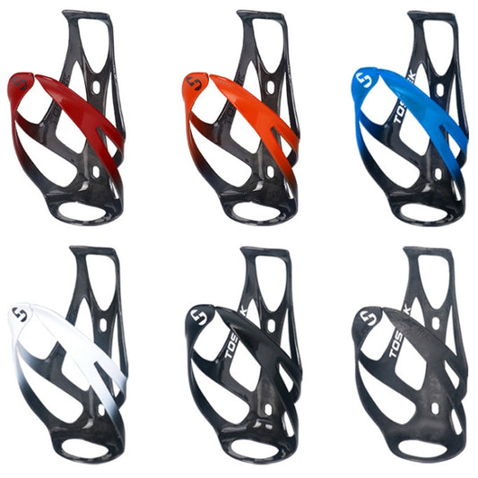 TOSEEK Outdoor Cycling Carbon Fiber Open Water Bottle Cage, Color: Black Glossy by TOSEEK