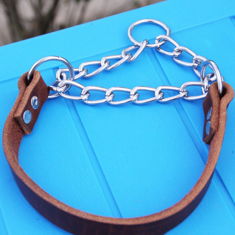 Half P Shape Pet Dog Collar Leather Dog Chain Collar, Size: M(Coffee) by bashfashion
