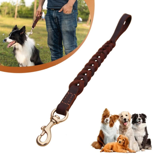 1.8x50cm Leather Pet Leash Short Pull Rope Dog Chain(Coffee) by bashfashion
