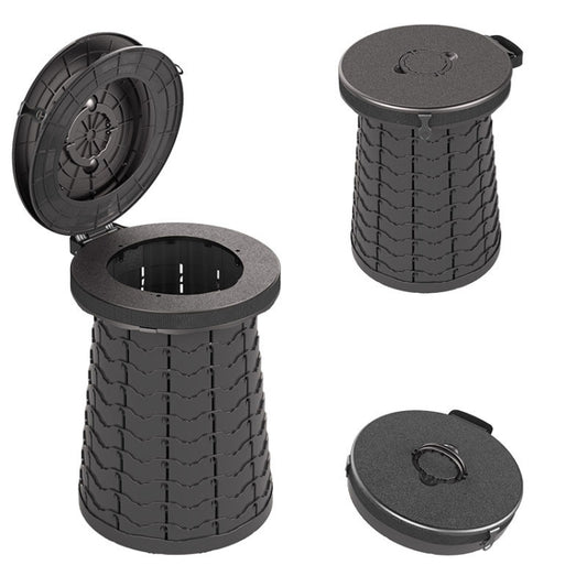 Car Outdoor Multifunctional Retractable Thickened Folding Stool Portable Toilet(Black) by bashfashion