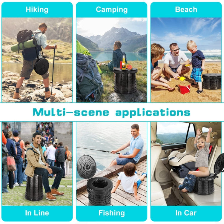 Car Outdoor Multifunctional Retractable Thickened Folding Stool Portable Toilet(Black) by bashfashion