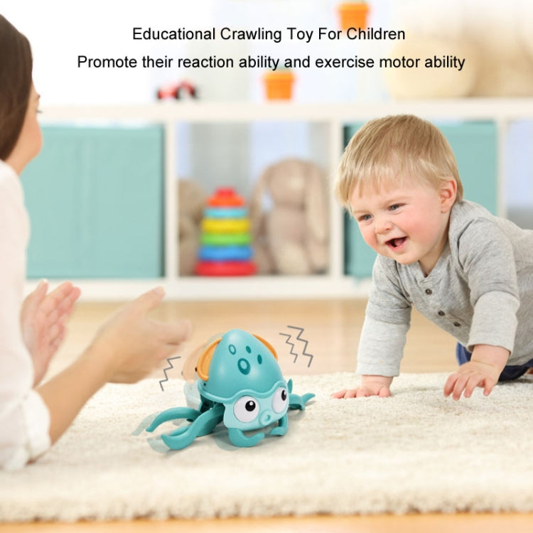 Children Electrical Sensor Octopus Toy Automatic Obstacle Avoidance Sound Light Crawling Quirky Toy(Pink) by bashfashion