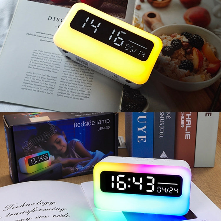 JSK-L30 Bluetooth Speaker Atmosphere Alarm Clock Regularly Wake Up APP Smart Home Charging Night Light(White) by bashfashion