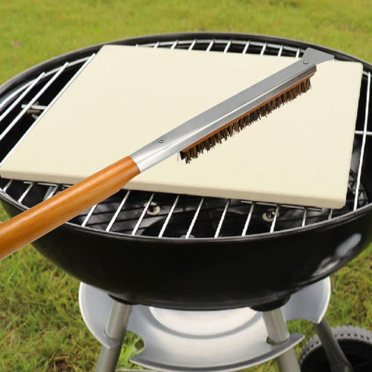 21 Inch Wooden Handle Pizza Oven Brush with Stone Scraper, Spec: Palm Stalk Fiber Bristles Color Spray by bashfashion