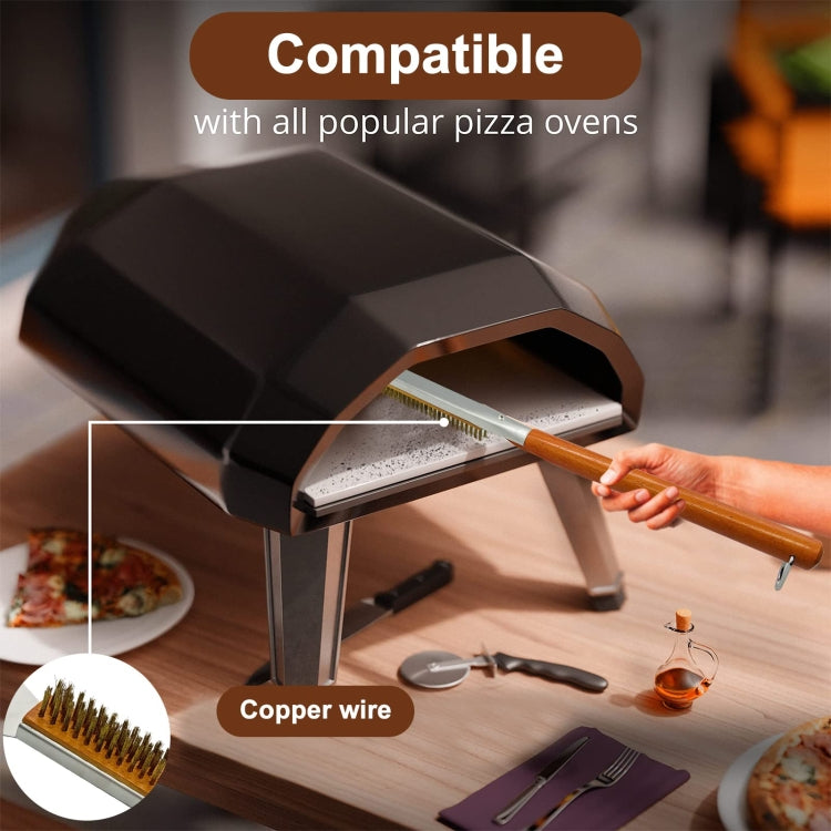 21 Inch Wooden Handle Pizza Oven Brush with Stone Scraper, Spec: Stainless Steel Wire Bristles Primary Color by bashfashion