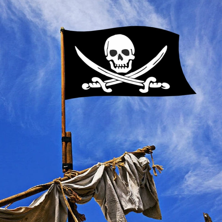 60x90cm Bar Haunted House Pirate Skeleton Flag Halloween Hanging Cloth, Style: Hat Knife And Fork by bashfashion