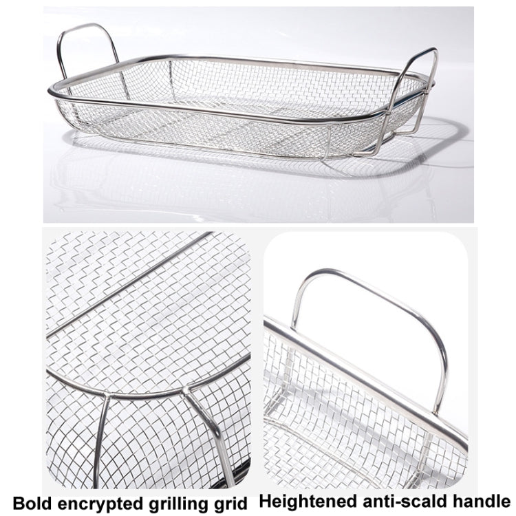 Stainless Steel Square BBQ Basket Heightened Handle Anti-scalding Grill Basket 42.5x28x10.5 by bashfashion