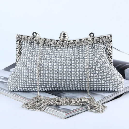 Aluminum Beads Rhinestone Evening Bag Ladies Banquet Evening Clutch Bag(Gold) by bashfashion