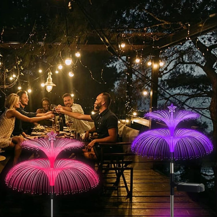 Solar Optical Fiber Jellyfish Lights Outdoor LED Waterproof Garden Decoration Ambiance Light, Style: Stars (Transparent Tube) by bashfashion