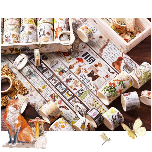 18rolls /Box Nostalgic Memory Washi Tape Set Retro Style DIY Scrapbook Stickers, Style: Forest Dense Language by bashfashion