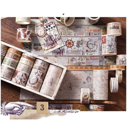 18rolls /Box Nostalgic Memory Washi Tape Set Retro Style DIY Scrapbook Stickers, Style: World Travele by bashfashion