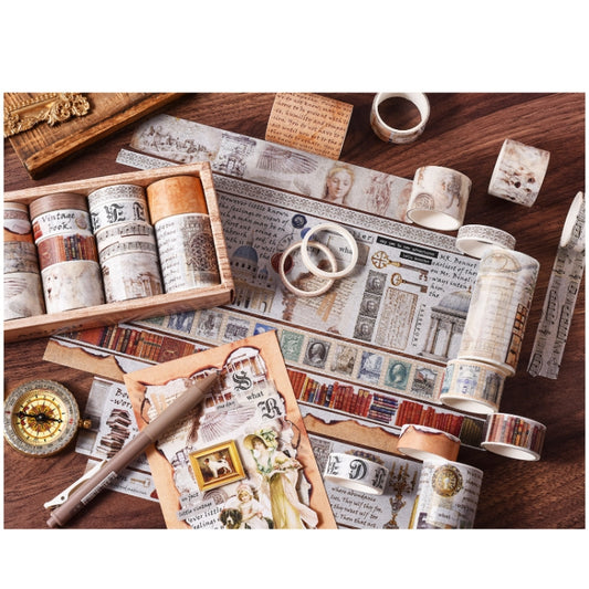 18rolls /Box Nostalgic Memory Washi Tape Set Retro Style DIY Scrapbook Stickers, Style: Sealing Manuscript by bashfashion