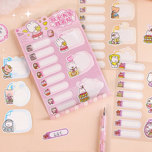 4sheets /Pack Waterproof Name Labels for Kids - Tear-Resistant, Self-Adhesive, Handwritten Stickers(Qiao Qiao) by bashfashion