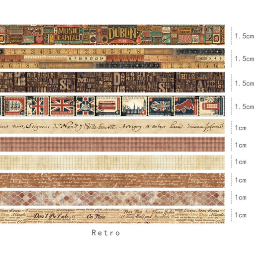 10rolls /Box Combined Washi Tape Set DIY Scrapbook Stickers 1.5cmx4+1cmx6(Retro) by bashfashion