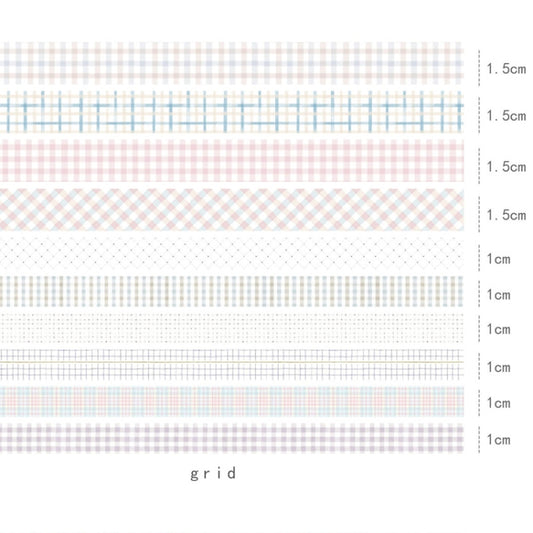 10rolls /Box Combined Washi Tape Set DIY Scrapbook Stickers 1.5cmx4+1cmx6(Grid) by bashfashion