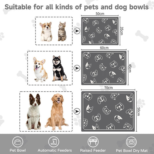 Pet Floor Mat Anti-Tear And Bite Absorbent Feeding Mat Sleeping Anti-Slip Dog Nest Pad, Style: Cats Paradise Deep Gray(50x70cm) by bashfashion