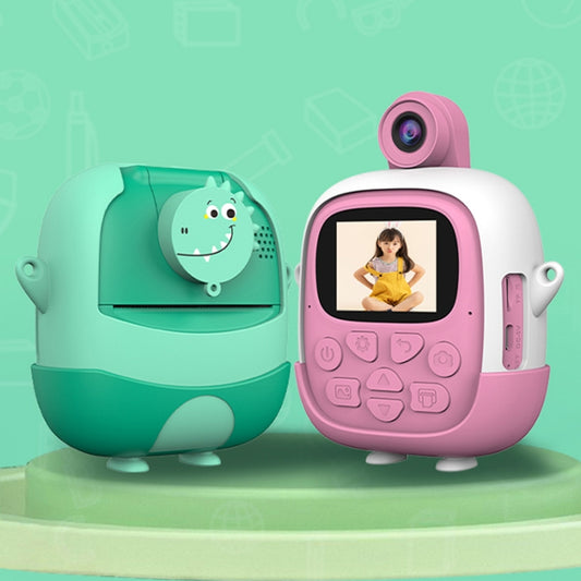 A19B 2.0-Inch 720P HD Reversible Camera Cartoon Children Mini Digital Printing Camera(Green) by bashfashion